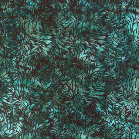 Tissu batik feuillage vert foncé