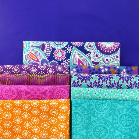 Lanternes violettes, kit de patchwork contemporain