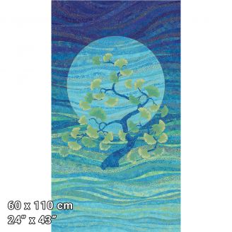 Panneau de tissu patchwork arbre gingko bleu - Gingko Garden