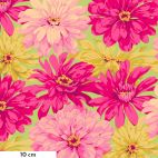 Tissu patchwork grandes Zinnias roses - Garden de Martha Negley