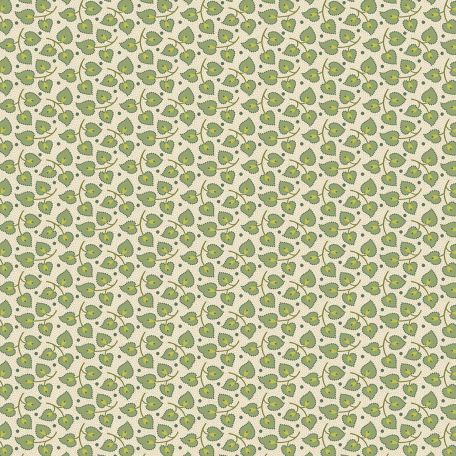 Tissu patchwork feuille-coeur vert écru - Joy d'Edyta Sitar