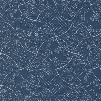 Tissu patchwork bleu multiples motifs shibori écrus - Indigo Blooming de Debbie Maddy