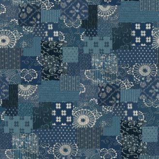 Tissu patchwork bleu effet patchwork - Indigo Blooming de Debbie Maddy