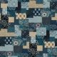 Tissu patchwork bleu et écru effet patchwork - Indigo Blooming de Debbie Maddy