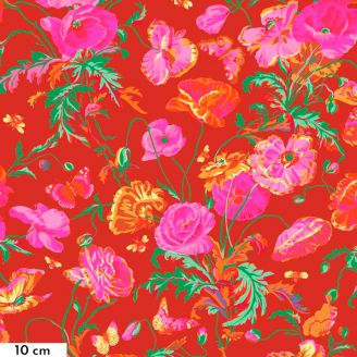 Tissu Philp Jacobs prairie fleurie rouge PJ116