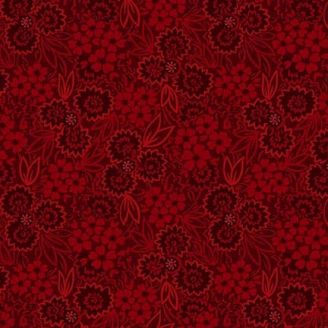 Tissu patchwork rouge foncé fleurs séchées - Autumn Farmhouse de Kim Diehl