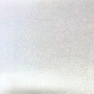 Tissu patchwork blanc sur blanc pissenlits et marguerites