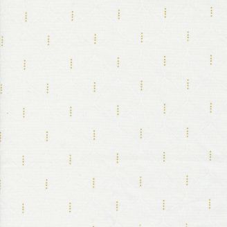 Tissu patchwork dentelle blanche sur blanc et points dorés - Flirtation de Zen Chic