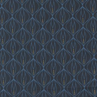 Tissu patchwork marine dentelle bleue et points dorés - Flirtation de Zen Chic