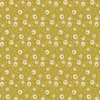 Tissu patchwork ocre fleurs de coton - Flower Box de Renée Nanneman