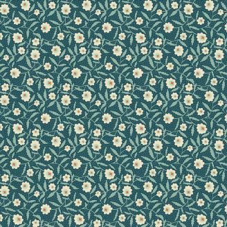 Tissu patchwork bleu canard fleurs de coton - Flower Box de Renée Nanneman