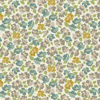 Tissu patchwork écru bleuets - Flower Box de Renée Nanneman