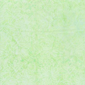 Tissu batik vert menthe fleurs et points