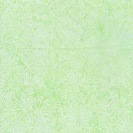 Tissu batik vert menthe fleurs et points