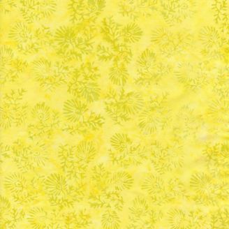 Tissu batik jaune citron fleur ton-sur-ton