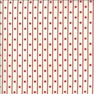 Tissu patchwork écru rayures étoilées rouges - American Gatherings