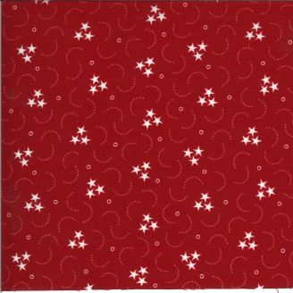 Tissu patchwork rouge étoiles et courbes écrues - American Gatherings