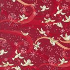 Tissu patchwork rouge oiseaux et flocons - Winterly de Robin Pickens