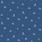 Tissu patchwork bleu petits voiliers - Nautical