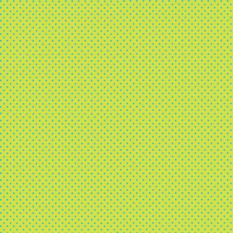 Tissu patchwork minis pois turquoise fond lime