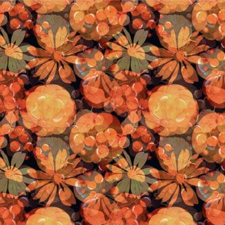 Tissu patchwork reflets d'Automne orange citrouille