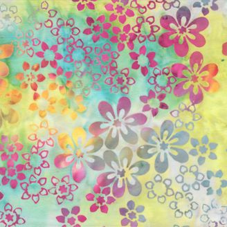 Tissu batik multicolore à fleurs