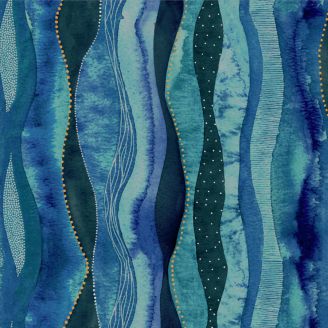 Tissu patchwork bleu marine vagues - Ebb and Flow