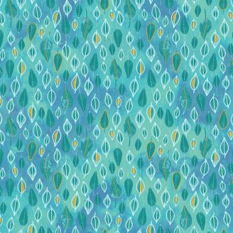 Tissu patchwork turquoise tapis de feuilles - Ebb and Flow