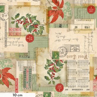 Tissu patchwork collage de cartes postales de Noël - Holidays Past de Tim Holtz