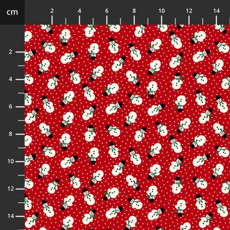 Tissu patchwork rouge bonhommes de neige - Winter in Snowtown