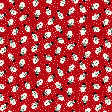 Tissu patchwork rouge bonhommes de neige - Winter in Snowtown