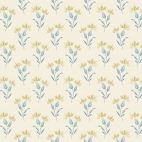 Tissu patchwork écru fleur beige et bleue - Beach House d'Edyta Sitar