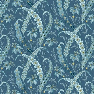 Tissu patchwork bleu fleurs cachemire - Beach House d'Edyta Sitar