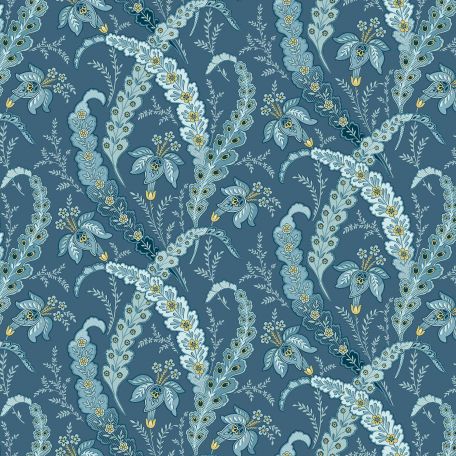 Tissu patchwork bleu fleurs cachemire - Beach House d'Edyta Sitar