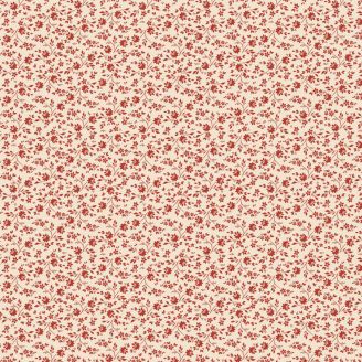 Tissu patchwork blanc petites fleurs rouges - Petite Jeanne