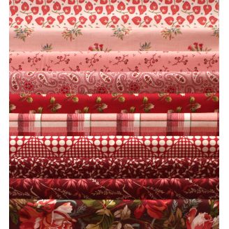 10 coupons de tissus patchwork Joy d'Edyta Sitar - Rouge