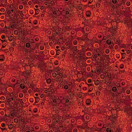 Tissu patchwork millefiori rouge façon Klimt - Flora