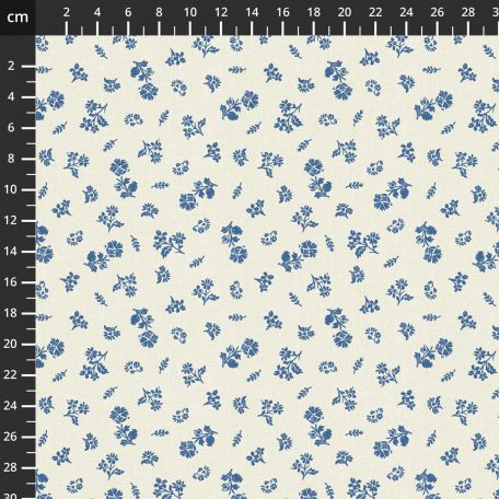 Tissu patchwork écru petites fleurs bleues - Banyan