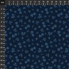 Tissu patchwork bleu marine petites fleurs bleues - Banyan