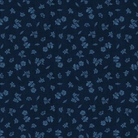 Tissu patchwork bleu marine petites fleurs bleues - Banyan