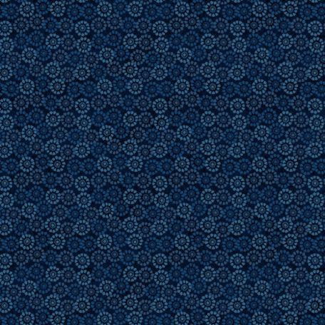 Tissu patchwork bleu indigo pâquerettes bleues - Banyan