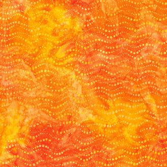 Tissu batik jaune orangé et pois confettis