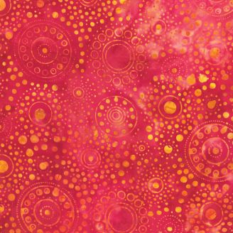 Tissu batik rose cercles fantaisie et pois